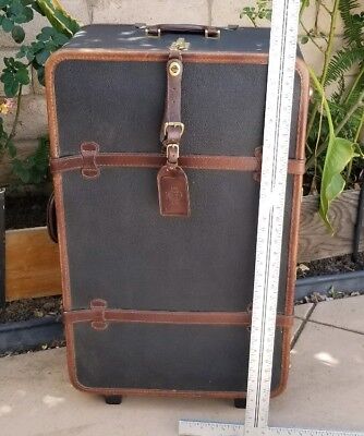 Vintage Mulholland Holland Brothers Leather Travel Trunk Case Luggage Bag 34"