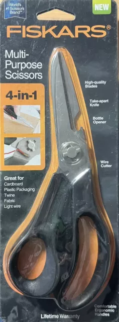 Fiskars Multi-Purpose Scissors 4-in-1 Take-Apart Knife Bottle Opener Wire Cutter