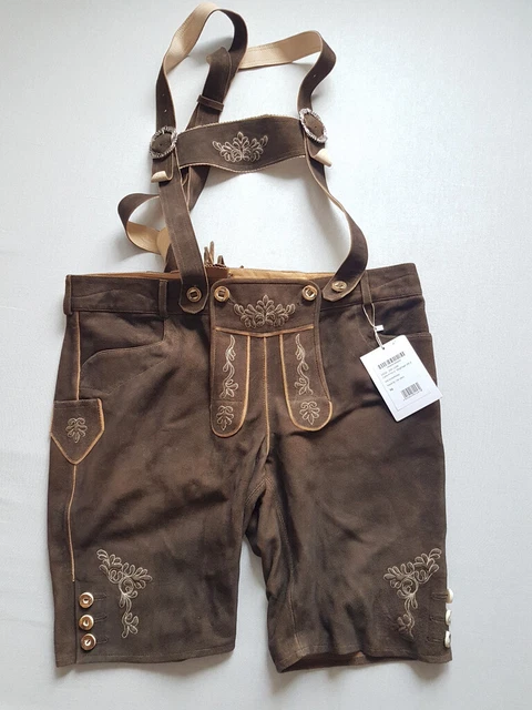 Spieth & Wensky Pantaloni IN Pelle Pantaloni Costume Uomo Haselbraun Gr.56 Nuovo