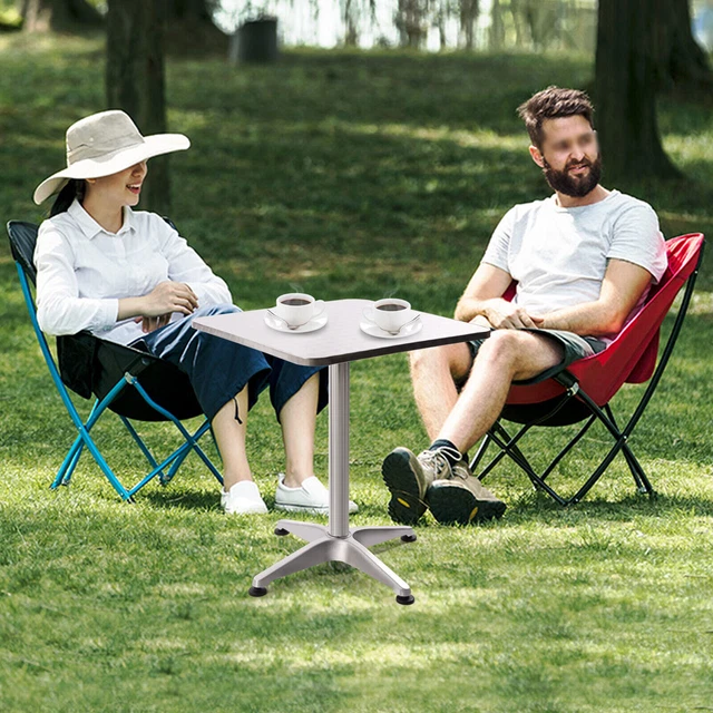 Potable Square Aluminum Indoor-Outdoor Table + Base for Home, Restaurants, Cafes