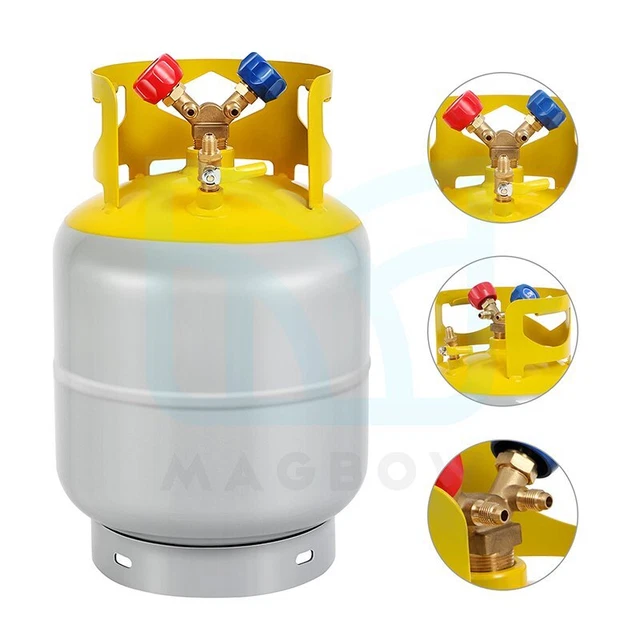 50 LB Capacity Refrigerant Recovery Tank 400 PSI 1/4 SAE Y Valve Design Reusable 50 LB Capacity Refrigerant Recovery Tank 400 PSI 1/4 SAE Y Valve Design Reusable