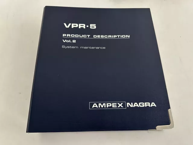 Original Service Manuelle Vol. 2+3 pour NAGRA / Ampex VPR-5 Vidéo Bande Recorder 2