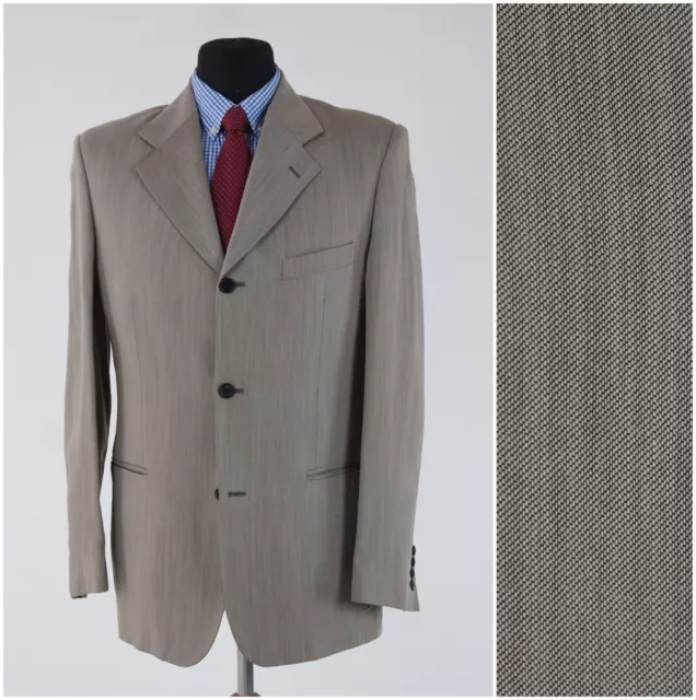 Mens Italian Sport Coat 40L US Size BACHRACH Grey Wool Blazer Vintage Jacket