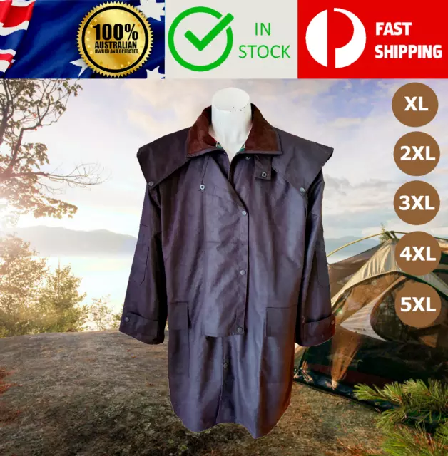 Heavy Duty Oilskin Jacket Coat 3/4 Length Stockman Riding Outdoor Bushman