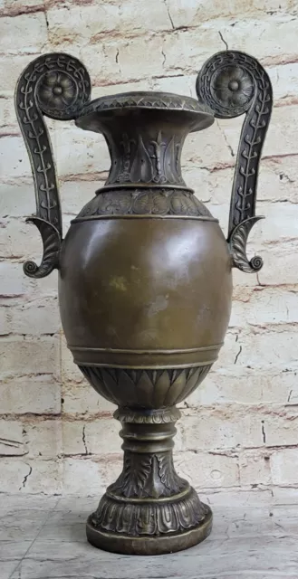 Roman Greco Bronze 16" Decorative Urn Vase For Mantle Decoration