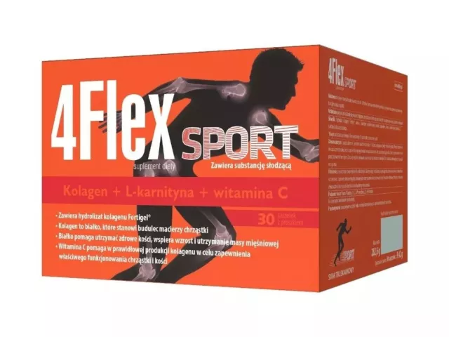 4 Flex Sport 30 Sachets COLLAGEN HYDROLYZATE FORTIGEL & L-CARNITINE