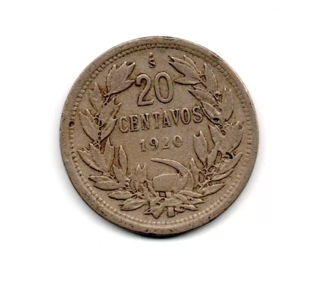 Chile Coin 20 Centavos Year 1920 KM#167.1 Very Scarce Key Date