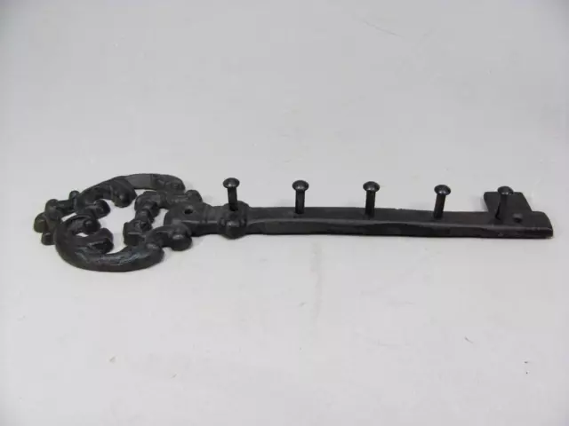 Cast Iron 5 Hook Key Holder Wall Mount Ornate Key Shaped Hook