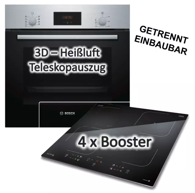 HERDSET Bosch Backofen mit Caso Induktions-Kochfeld autark 60 cm Teleskopauszug