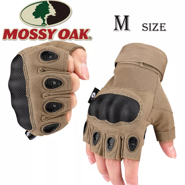 Mossy Oak Fingerless Tactical Gloves Combat Shooting Hunting Gloves Hard Knuckle