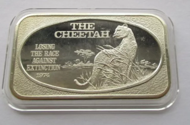 The Cheetah de colección 1974 .999 barra de arte plateada 1ozt #1136/1.500
