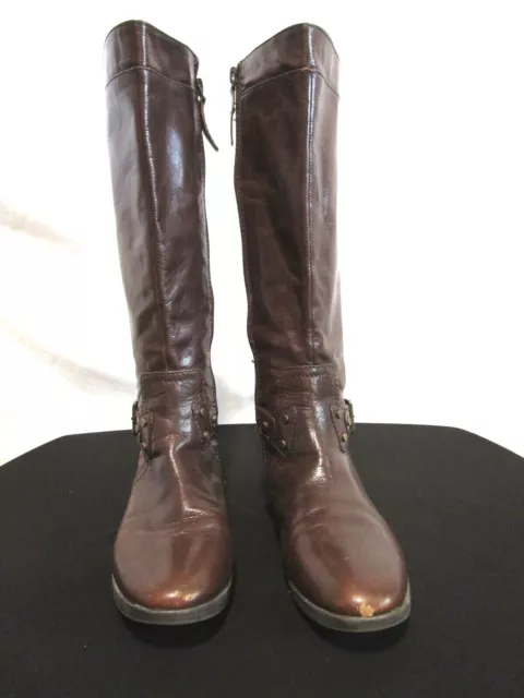 Nine West Truthe Brown Leather Knee High Riding Boots Women Size 6 M 2