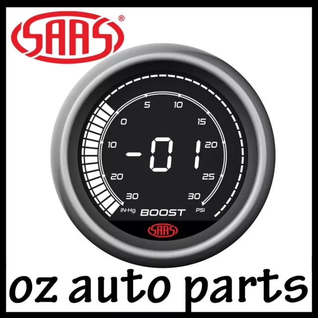 SAAS SG41211 Boost and Vacuum Gauge 30inHg-30psi 52mm Muscle Digital Series