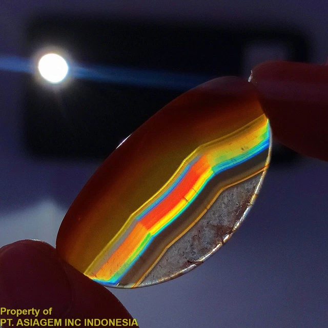 16ct 'A' Grade Rainbow IRIS AGATE ~Multi-Color Fire~ 1-of-a-kind ~100% Natural