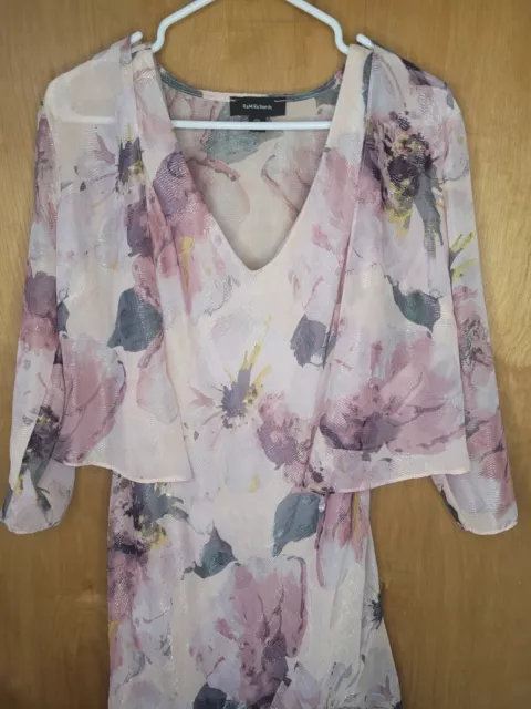 R&M Richards 2 Pc. Chiffon Pink Floral Maxi Dress W/ Jacket Size 6 Made In USA 2