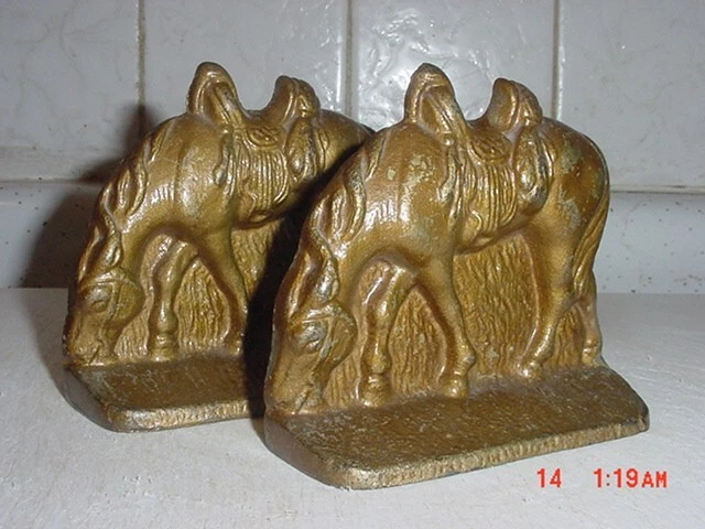 Old Vintage Cast Iron Western Horse Bookends