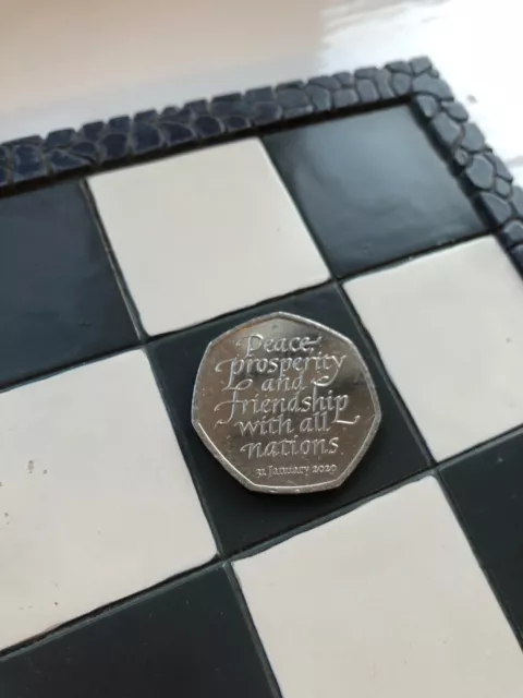 Pièce 50p 2020 BREXIT retrait de l'Union Européenne / ARGENT / RARE !