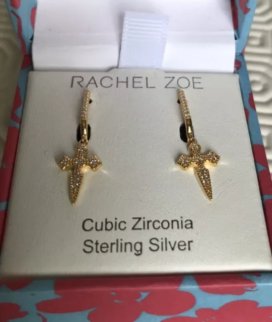 Rachel Zoe Cubic Zirconia Sterling Silver Drop Earrings BNIB