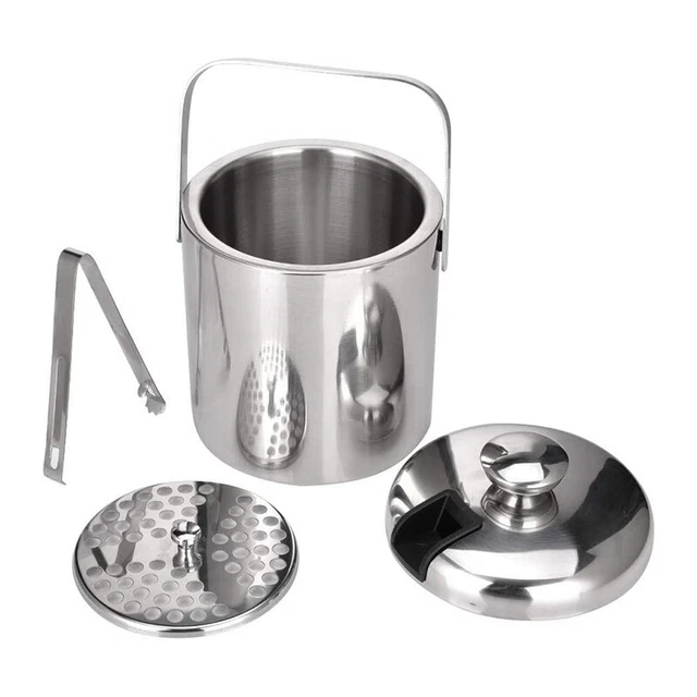 Contenitore quadrato ghiaccio acciaio inox doppia parete 1,3 L ghiaccio secchio con Za8768