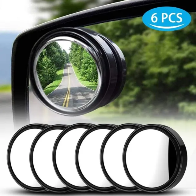 6Pcs Blind Spot Mirrors Round HD Glass Convex 360° Side Rear View Mirror for Car