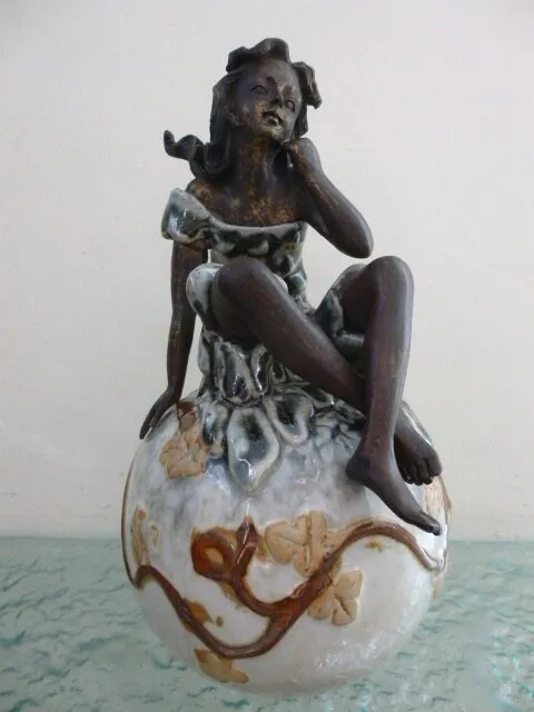 Vintage Past Times Ceramic Fairy Woman Lady Sitting on Ball Figurine Ornament