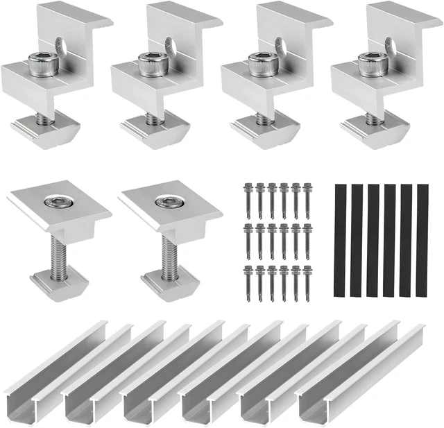 Pinces D'extrémité En Aluminium Pour Panneaux Solaires - Hauteur 35 Mm, Fixation Sur Rails, Kit De Montage