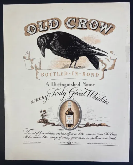1938 Old Brow distillery whiskey colonial days vintage art Print Ad