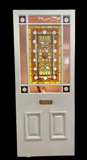 Victorian Stained Glass Front Door Antique Period Reclaimed Old Lead Wood Refurb