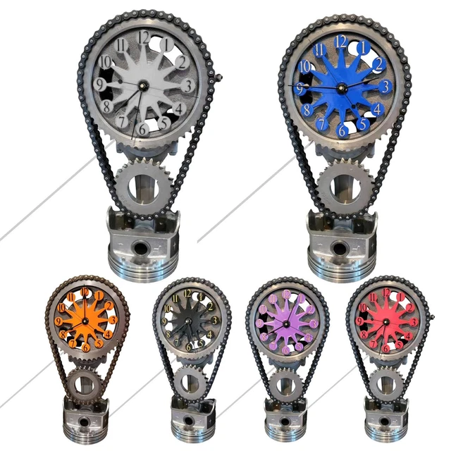 Vintage Rotating Gear Clock Desk Clock Gear Iron Timing Chain Shaped Table Decor