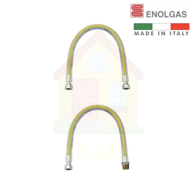 Tubo Flessibile Per Gas 2mt 1/2 In Acciaio Inox - Norma EN 15266 Per Piani Cottura - Foto 8