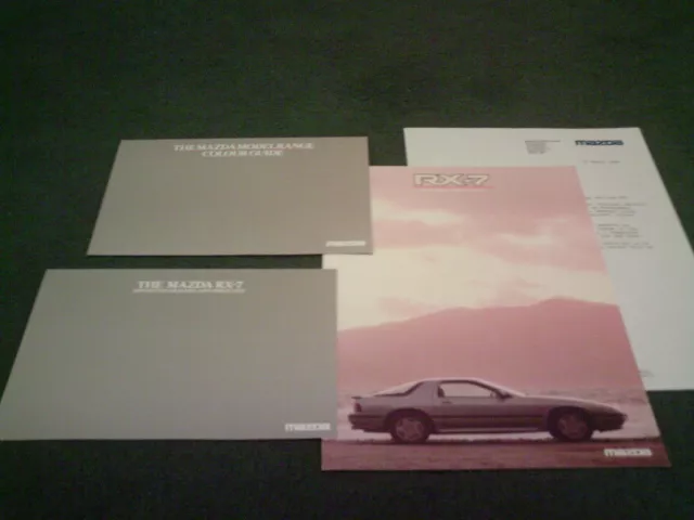 1986 Mazda Rx7 Rx-7 Coupe Uk Brochure + Colour Chart + Dealer / Price List