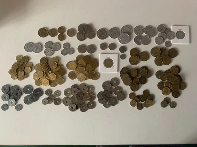 Beau Lot + de 203 pièces de monnaies françaises,  Bronze, aluminium, Nickel ...