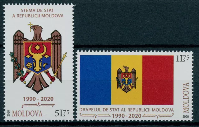 Moldova 2020 MNH National Emblems Stamps Flag & Coat of Arms Flags CoA 2v Set