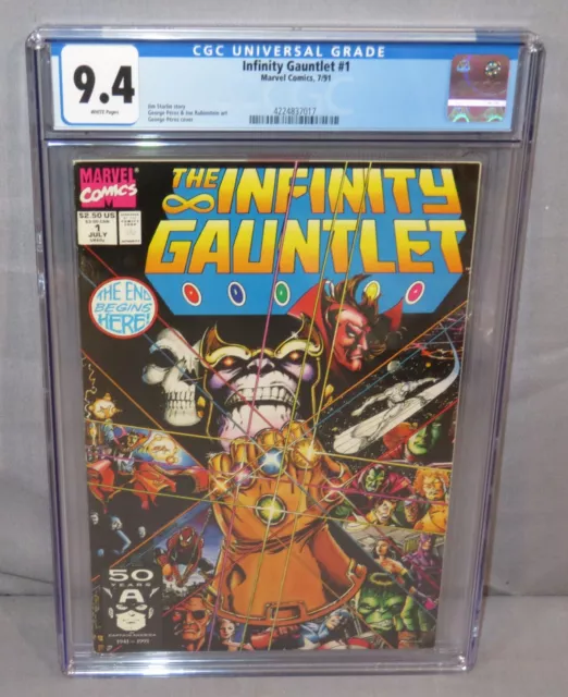 INFINITY GAUNTLET #1 (White Pages) CGC 9.4 NM Marvel Comics 1991 George Perez