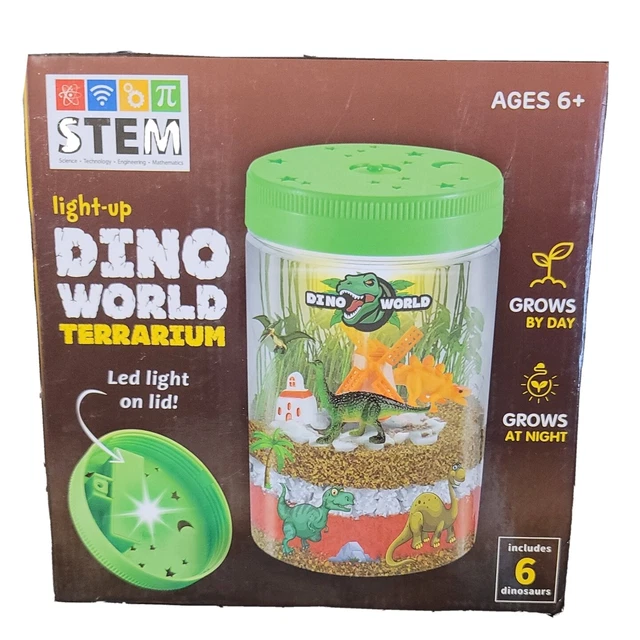 STEM LED LIGHTUP Dino World Terrarium Kit Complete with 6 Dinosaurs