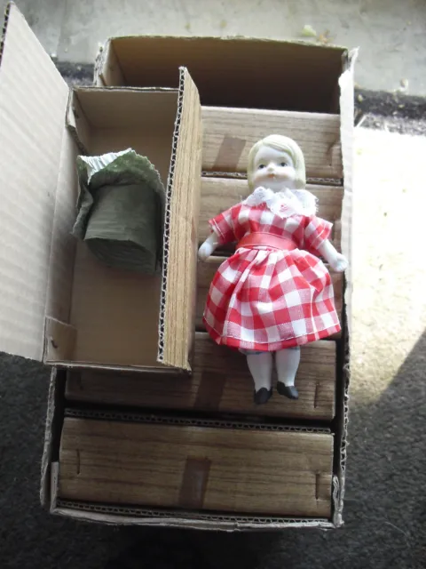 Vintage Case Lot of 12 1970s Shackman Bisque Cloth Girl Doll 5 1/4" Tall NIB