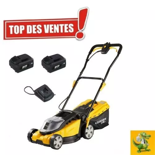 Tondeuse à Gazon Sans Fil COUNTRYSIDE® 40 V 38cm avec Mulching avec batteries 4A