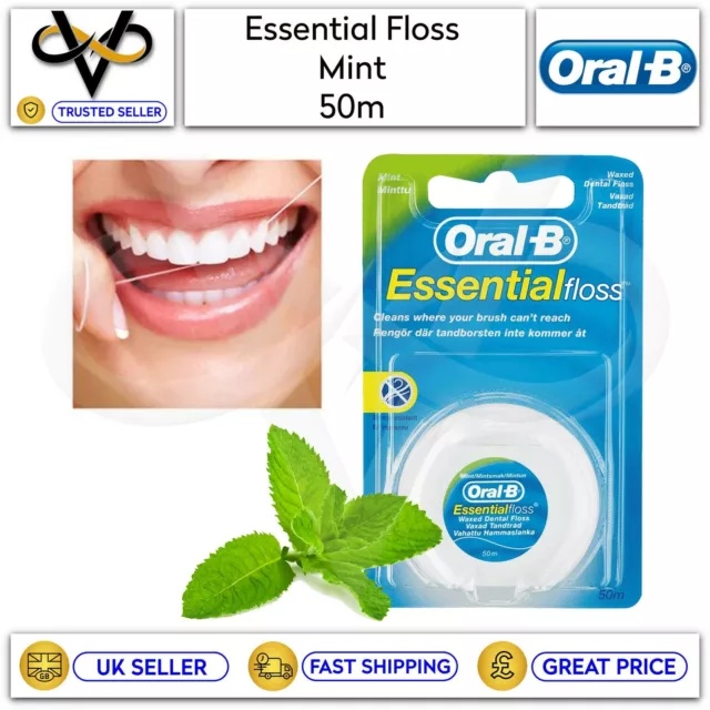 Oral B Essential Floss 50m Mint Removes Plaque Where Your Toothbrush Can't Reach