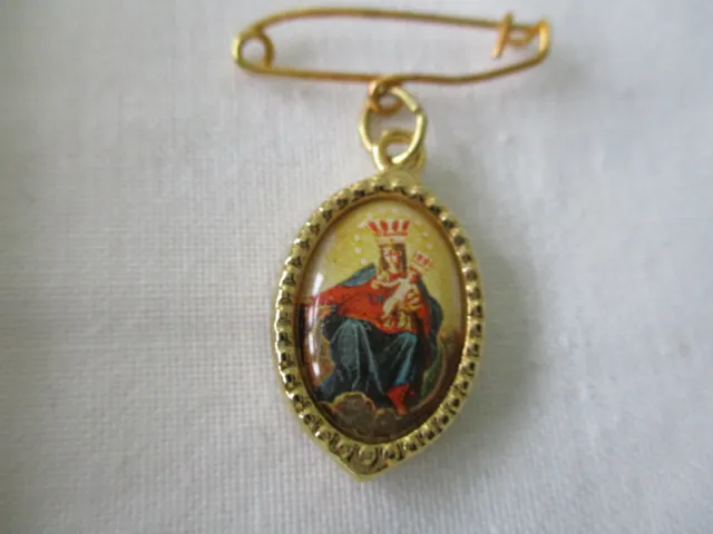 Medaillon Anhänger Heilige Maria mit Kind /Madonna Rückseite Herz Jesu Christus