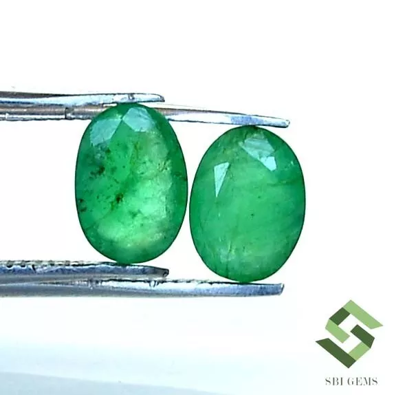 7x5 mm Certified Natural Emerald Oval Cut Pair 1.71 CTS Untreated Loose Gemstone