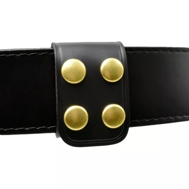 Perfect Fit Double Wide Belt Keeper Brass Snaps Plain Genuine Leather USA