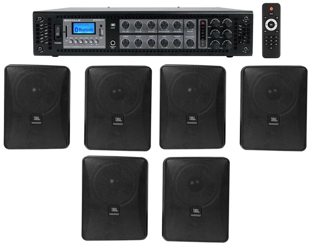 (6) JBL 5.25& Black Commercial Wall Speakers+Amp For Restaurant/Office