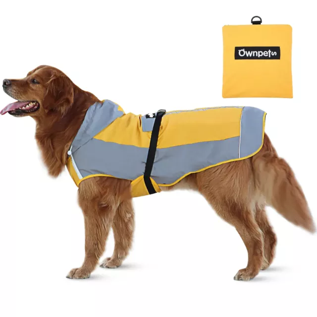 Ownpets Foldable Dog Raincoat, Adjustable Waterproof Jacket with Reflective XL