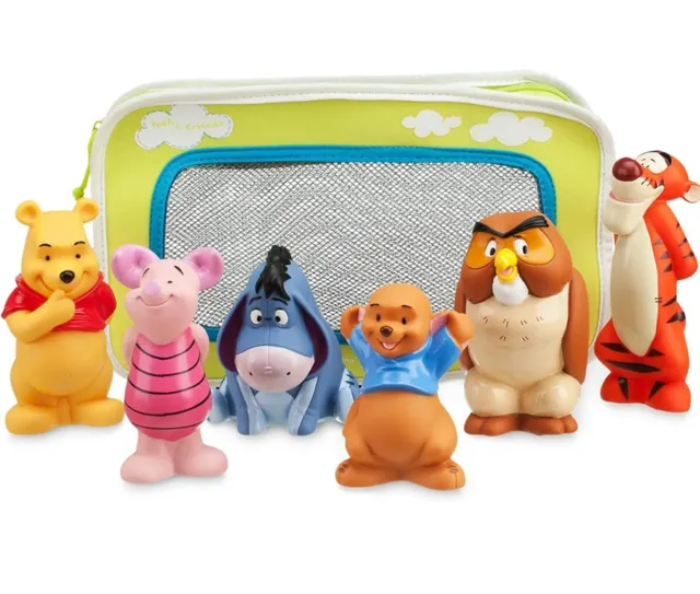 Disney Store Winnie the Pooh and Friends Bath Toys for Baby - In Tub Bag NWT