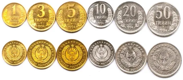 Uzbekistan 6 Coins Set 1994 Unc (#1666)