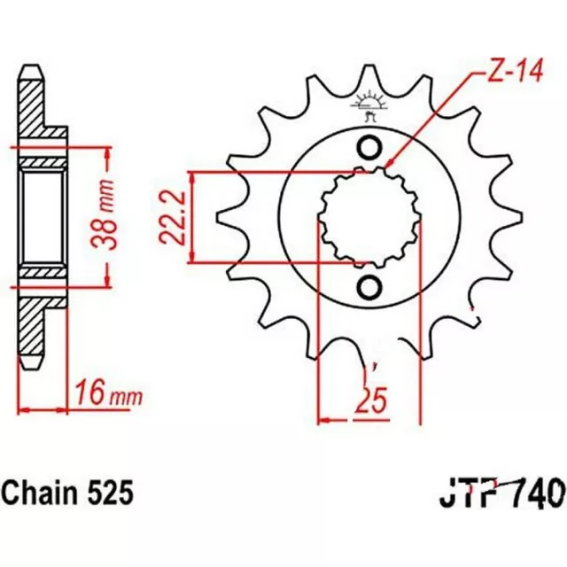 Zahnrad Ritzel 14Z Teilung 525 front sprocket 14tooth pitch für: Cagiva Ducati G