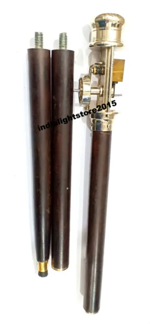 Nautical Brass Steam Engine Handle Wooden Walking Stick