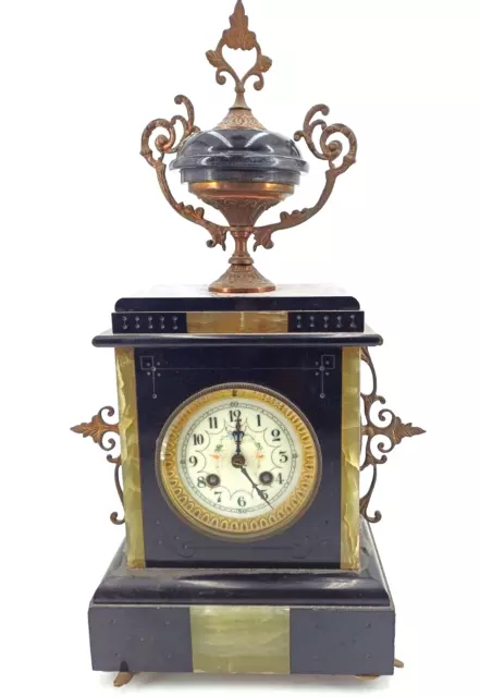 Pendule Napoleon Iii Marbre Et Bronze Horloge Mecanisme Avec Balancier