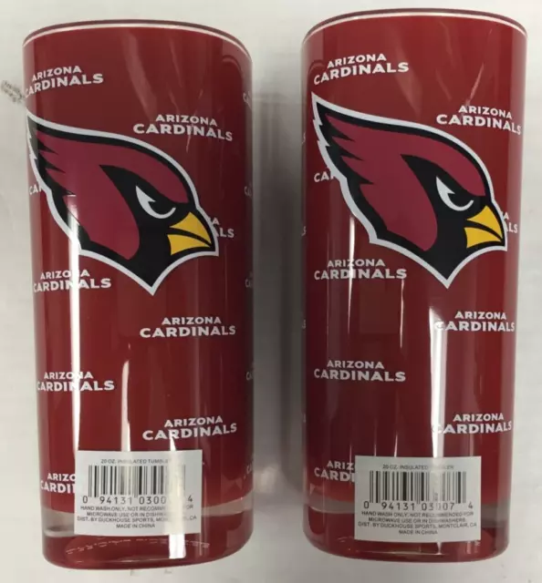 Arizona Cardinals NFL Insulated Square Acrylic 16oz Tumblers  SET OF 2