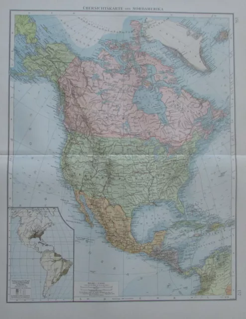 Nordamerika North America - Alte Landkarte 1900 Karte Antique Map Atlas Antik